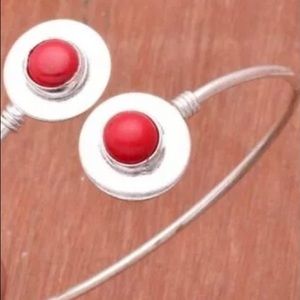 4 For $20 Silver Adjustable Red Turquoise Bracelet